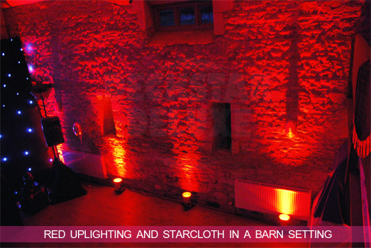 Cheltenham Wedding DJ - Red LED lighting and starcloth hire